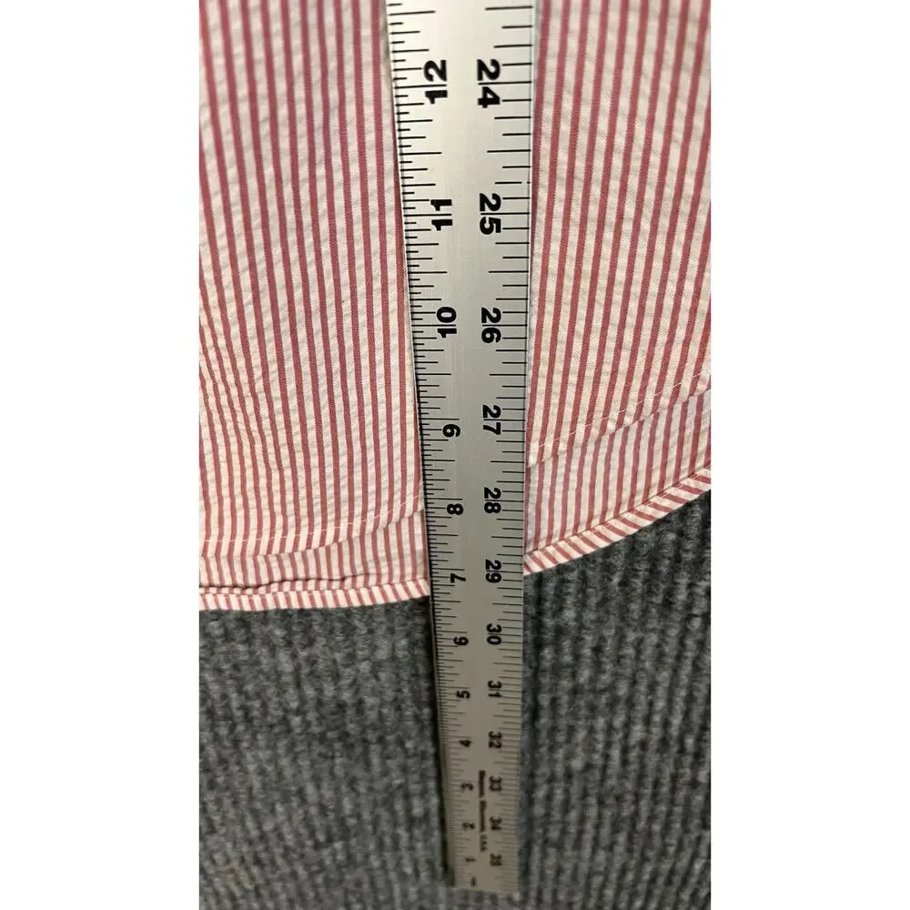Ralph Lauren Button Down Shirt Mens Medium Red White Striped Seersucker Preppy
